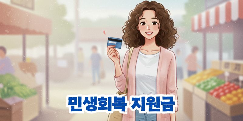 민생회복 지원금으로 물건을 사는 여성의 모습
