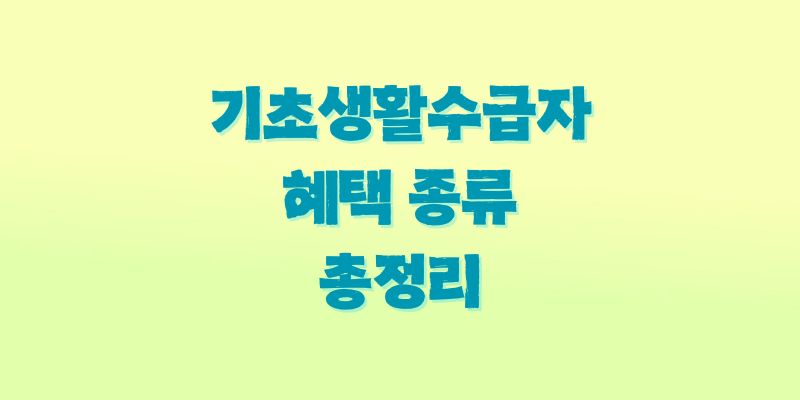 기초생활수급자 혜택