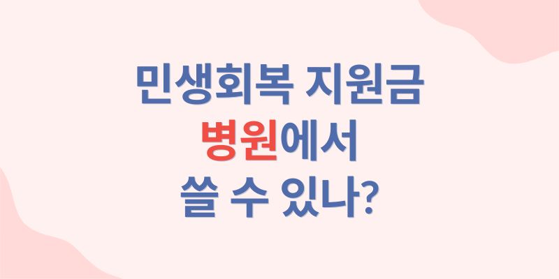 민생회복 지원금사용처 병원